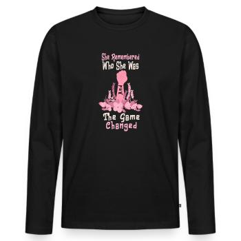 She Remembered Who She Was And The Game Changed - Men's Premium Organic Long Sleeve Shirt - black - Front - Nico (187cm)