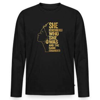 She Remembered Who She Was And The Game Changed - Men's Premium Organic Long Sleeve Shirt - black - Front - Nico (187cm)