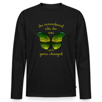 She Remembered Who She Was And The Game Changed - Men's Premium Organic Long Sleeve Shirt - black - Front - Nico (187cm)