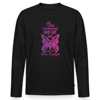 She Remembered Who She Was And The Game Changed - Men's Premium Organic Long Sleeve Shirt - black - Front - Nico (187cm)