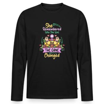 She Remembered Who She Was And The Game Changed - Men's Premium Organic Long Sleeve Shirt - black - Front - Nico (187cm)
