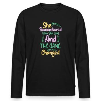 She Remembered Who She Was And The Game Changed - Men's Premium Organic Long Sleeve Shirt - black - Front - Nico (187cm)