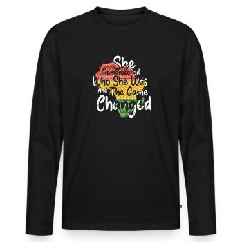 She Remembered Who She Was And The Game Changed - Men's Premium Organic Long Sleeve Shirt - black - Front - Nico (187cm)