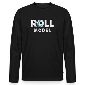 Roll Model Disability Awareness PWD Wheelchair - Men's Premium Organic Long Sleeve Shirt - black - Front - Nico (187cm)