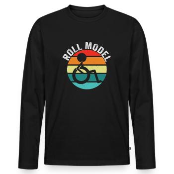 Roll Model Disability Awareness PWD Wheelchair - Men's Premium Organic Long Sleeve Shirt - black - Front - Nico (187cm)