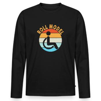 Roll Model Disability Awareness PWD Wheelchair - Men's Premium Organic Long Sleeve Shirt - black - Front - Nico (187cm)