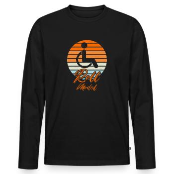 Roll Model Disability Awareness PWD Wheelchair - Men's Premium Organic Long Sleeve Shirt - black - Front - Nico (187cm)