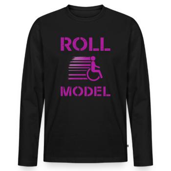 Roll Model Disability Awareness PWD Wheelchair - Men's Premium Organic Long Sleeve Shirt - black - Front - Nico (187cm)