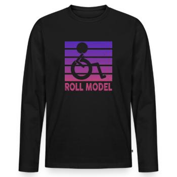 Roll Model Disability Awareness PWD Wheelchair - Men's Premium Organic Long Sleeve Shirt - black - Front - Nico (187cm)