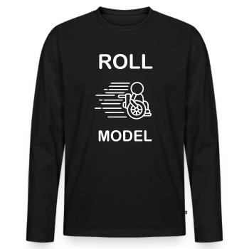 Roll Model Disability Awareness PWD Wheelchair - Men's Premium Organic Long Sleeve Shirt - black - Front - Nico (187cm)