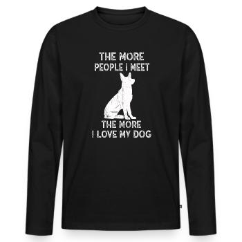 The More People I Meet The More I Like My Dog - Men's Premium Organic Long Sleeve Shirt - black - Front - Nico (187cm)