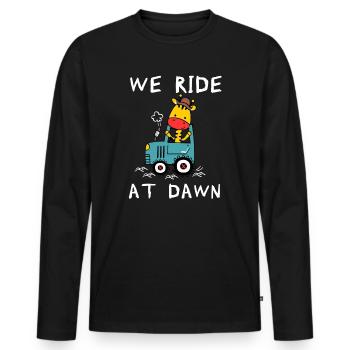 We Ride At Dawn Dad Lawn Mower Make Laugh Day Yard - Männer Premium Bio Langarmshirt - Schwarz - Vorne - Nico (187cm)
