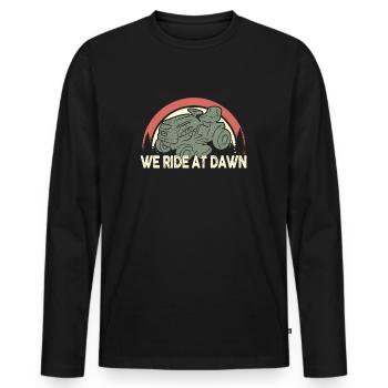 We Ride At Dawn Dad Lawn Mower Make Laugh Day Yard - Men's Premium Organic Long Sleeve Shirt - black - Front - Nico (187cm)