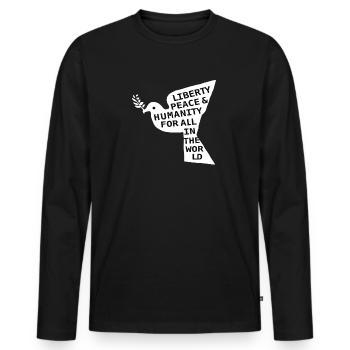 World Peace On Earth Conscious Humanity & Love - Männer Premium Bio Langarmshirt - Schwarz - Vorne - Nico (187cm)