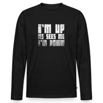 Im Up Il me voit Im Down Dicton inspirant - T-shirt manches longues Premium bio Homme - noir - Devant - Nico (187cm)