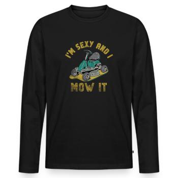 Je suis sexy et je le tonds Tondre la pelouse Jardinage Amoureux - T-shirt manches longues Premium bio Homme - noir - Devant - Nico (187cm)