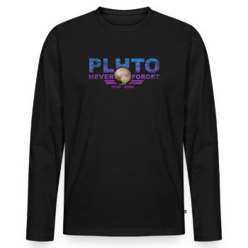 Never Forget Pluto Design Retro Style Funny Space - Men's Premium Organic Long Sleeve Shirt - black - Front - Nico (187cm)
