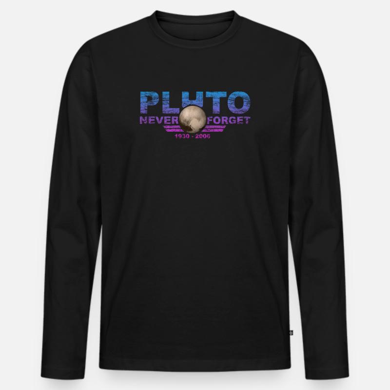 Never Forget Pluto Design Retro Style Funny Space Men's Premium Organic Long Sleeve Shirt