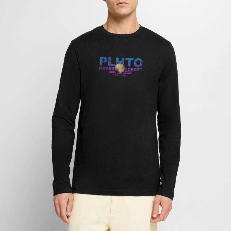 Never Forget Pluto Design Retro Style Funny Space Men's Premium Organic Long Sleeve Shirt