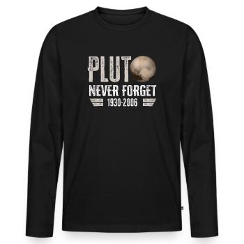 Never Forget Pluto Design Retro Style Funny Space - Männer Premium Bio Langarmshirt - Schwarz - Vorne - Nico (187cm)