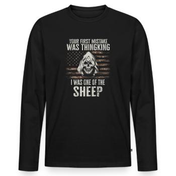 Your first Mistake was thinking I was a Sheep - Men's Premium Organic Long Sleeve Shirt - black - Front - Nico (187cm)
