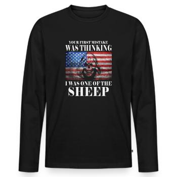 Your first Mistake was thinking I was a Sheep - Men's Premium Organic Long Sleeve Shirt - black - Front - Nico (187cm)