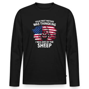 Your first Mistake was thinking I was a Sheep - Men's Premium Organic Long Sleeve Shirt - black - Front - Nico (187cm)