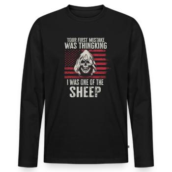 Your first Mistake was thinking I was a Sheep - Men's Premium Organic Long Sleeve Shirt - black - Front - Nico (187cm)