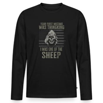 Your first Mistake was thinking I was a Sheep - Men's Premium Organic Long Sleeve Shirt - black - Front - Nico (187cm)