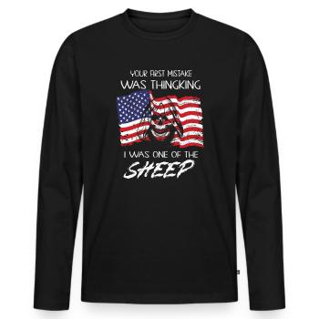 Your first Mistake was thinking I was a Sheep - Men's Premium Organic Long Sleeve Shirt - black - Front - Nico (187cm)