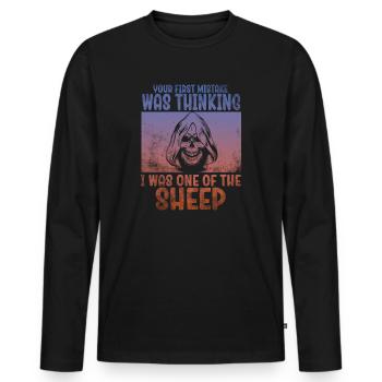Your first Mistake was thinking I was a Sheep - Men's Premium Organic Long Sleeve Shirt - black - Front - Nico (187cm)