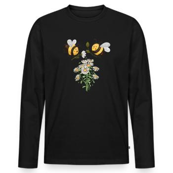 Marguerites Daisy Summer Daisies Flower Garden - Männer Premium Bio Langarmshirt - Schwarz - Vorne - Nico (187cm)