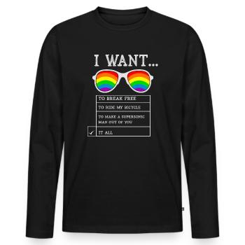 I Want To Break Free Ride My Bicycle - Männer Premium Bio Langarmshirt - Schwarz - Vorne - Nico (187cm)