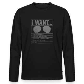 I Want To Break Free Ride My Bicycle - Männer Premium Bio Langarmshirt - Schwarz - Vorne - Nico (187cm)