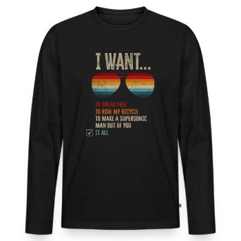 I Want To Break Free Ride My Bicycle - Männer Premium Bio Langarmshirt - Schwarz - Vorne - Nico (187cm)