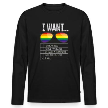 I Want To Break Free Ride My Bicycle - Männer Premium Bio Langarmshirt - Schwarz - Vorne - Nico (187cm)