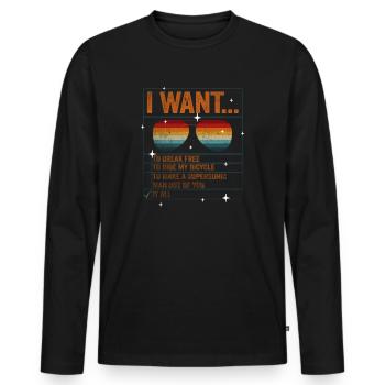 I Want To Break Free Ride My Bicycle - Men's Premium Organic Long Sleeve Shirt - black - Front - Nico (187cm)