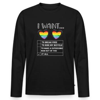I Want To Break Free Ride My Bicycle - Männer Premium Bio Langarmshirt - Schwarz - Vorne - Nico (187cm)