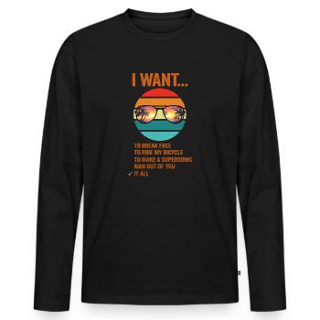 I Want To Break Free Ride My Bicycle - Männer Premium Bio Langarmshirt - Schwarz - Vorne - Nico (187cm)