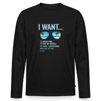 I Want To Break Free Ride My Bicycle - Männer Premium Bio Langarmshirt - Schwarz - Vorne - Nico (187cm)
