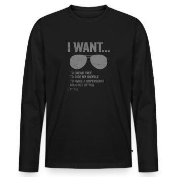 I Want To Break Free Ride My Bicycle - Männer Premium Bio Langarmshirt - Schwarz - Vorne - Nico (187cm)