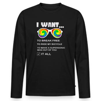 I Want To Break Free Ride My Bicycle - Männer Premium Bio Langarmshirt - Schwarz - Vorne - Nico (187cm)