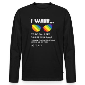 I Want To Break Free Ride My Bicycle - Männer Premium Bio Langarmshirt - Schwarz - Vorne - Nico (187cm)