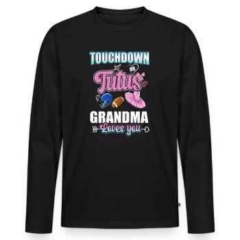 Touchdown ou Tutu Grand-mère vous aime - T-shirt manches longues Premium bio Homme - noir - Devant - Nico (187cm)
