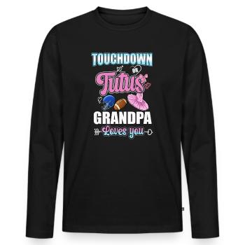 Touchdown ou Tutus Grand-père t’aime - T-shirt manches longues Premium bio Homme - noir - Devant - Nico (187cm)