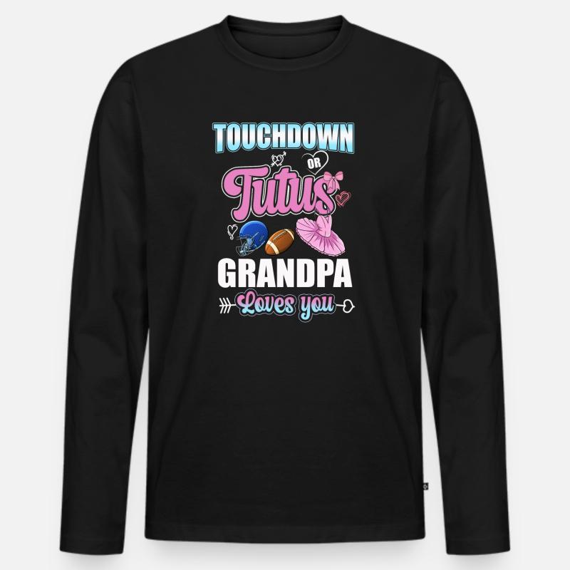 Touchdown or Tutus Grandpa Loves You - Männer Premium Bio Langarmshirt - Schwarz