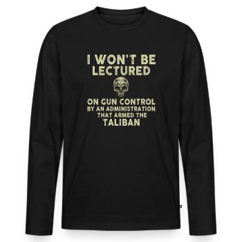 Je ne serai pas sermonné sur le contrôle des armes à feu - T-shirt manches longues Premium bio Homme - noir - Devant - Nico (187cm)