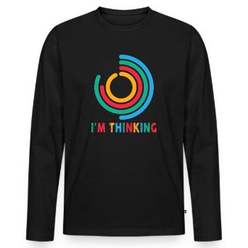 I'm Thinking Stand By, I'm Processing This - Men's Premium Organic Long Sleeve Shirt - black - Front - Nico (187cm)
