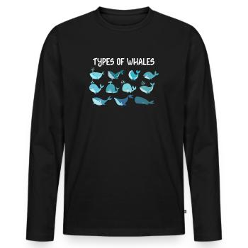 Types de baleines Whale Lovers Whales Espèces de baleines - T-shirt manches longues Premium bio Homme - noir - Devant - Nico (187cm)