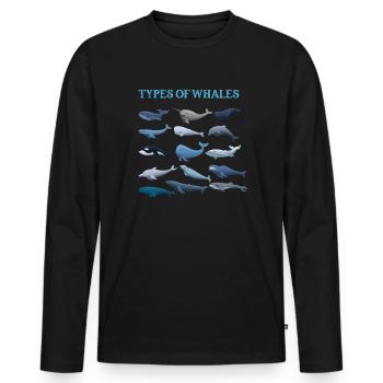 Types of Whales Whale Lovers Whales Species - Men's Premium Organic Long Sleeve Shirt - black - Front - Nico (187cm)